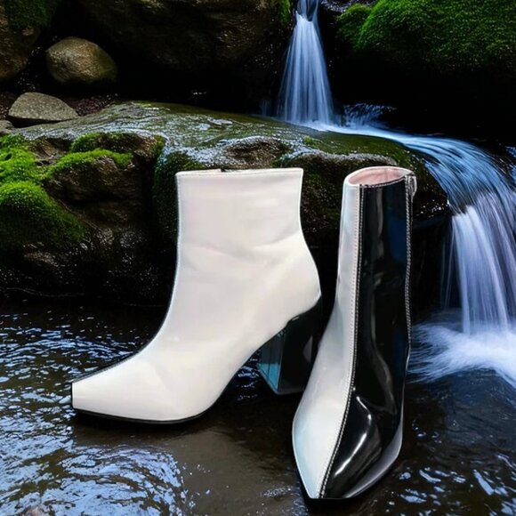 Day-Vine "Vampy" Two-Tone Patent Leather Ankle Boots - Picture 1 of 10